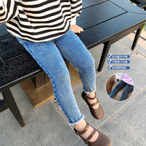 abao girls foreign-style jeans spring dress 2021 new childrens fashionable little pants baby slim stretch trousers