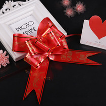 Car door Lachnecking car handle Wedding Car Pull Flowers Big Red Dragon Cockatoo hand-pulled flowers decorated with ribbons