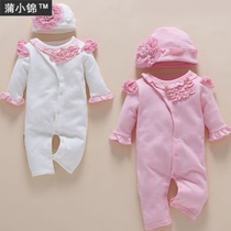 Baby girl baby spring and autumn pure cotton out of the half-year-old spring and summer clothes at the beginning of the third month popular cute one-piece clothes