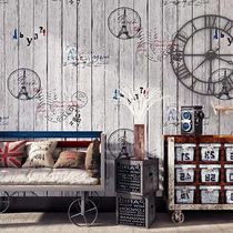 Retro nostalgic letter wood board wallpaper industrial style bar clothing store bedroom living room dining room background wall wallpaper