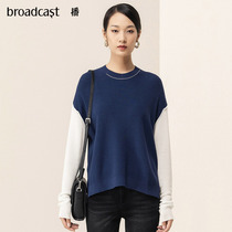 Broadcast 2021 autumn new Korean version of the sleeve contrast color pullover sweater DDM3SD120 always accompany me