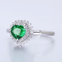 The main stone 0 8 karat heart-shaped garnet sha fo lai ring 18K jin xiang qian 04045