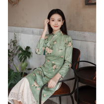 Long sleeve improved cheongsam autumn 2021 new autumn and winter high-end young flowers Ao Dai National Tide senior sense