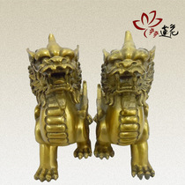 Step by Step Lotus Pure Copper Unicorn Pixiu Ornament Gift Opening Decoration