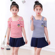 Childrens swimsuit girls split skirt swimwear childrens swimwear baby Cute Sports conservative swimsuit flat corner