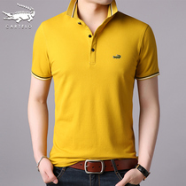 Alligator mens short-sleeved T-shirt summer thin lapel solid color half-sleeved cotton T-shirt casual polo shirt mens top