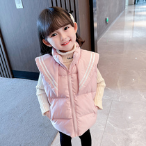 Girls cotton manicure fall and winter 2022 new girls baby children wear thick vest winter clothing outside the horse clip