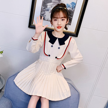 Girl dress 2021 New College Style children long sleeve Net red ocean big childrens clothing girl autumn skirt