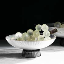 Nordic light luxury wind gold edge fruit plate ornaments living room coffee table fruit plate home personality snack basin decoration creativity