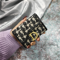 US printed canvas small card bag womens short buckle folding pocket multi card box organ card holder driving *