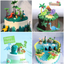 Dinosaur cake decoration ornaments Boys and children theme birthday party toys Forest coconut tree baking plug-in plug-in