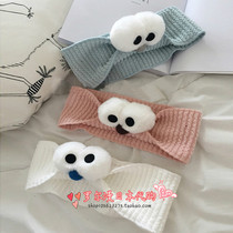 Japan soft honey cute cartoon eye headband home travel wash face Net red hair band Female