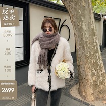 CC fur Ribbon Little Fragrance Spain imported Tuscan fur one small incense style coat women