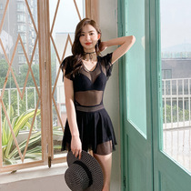 2021 South Koreas new one-piece sexy goddess fan temperament youth cute belly thin chest gathering swimsuit