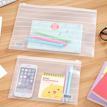 Pull edge transparent frosted A4 file bag plastic data file bag storage bag student Test bag office supplies