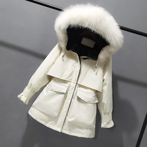 Anti-season clearance down jacket womens short thick loose Korean back waist tooling fashion 20 new white duck down Parker