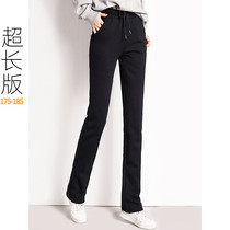 Northeast special winter lambskin high lengthened womens pants Sports pants plus velvet casual sweatpants high-waisted straight pants