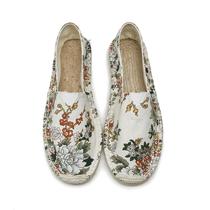 Middle Country Wind Retro Grass Weaving Leisure Low Bunch Shoes Man Sloth Man A Foot Pedal Fisherman Shoes Embroidered Chinese Trend Sailor Cloth Shoes