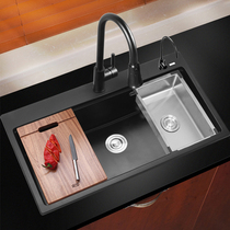 Lewei quartz stone sink large single trough granite kitchen wash basin sink sink kitchen basin pool set 8048