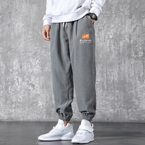 Pants mens spring and autumn casual trousers Korean version of the trend loose toe ankle-length pants 2021 new autumn Haren pants