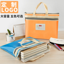 A4 document bag Zipper Large capacity student tutoring bag Canvas paper information bag Portable subject classification document bag