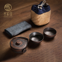  Travel tea set Portable bag one pot two cups Quick cup Car kung fu outdoor purple sand tea pot cover bowl