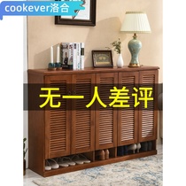 European solid wood shoe cabinet Household door large capacity locker Breathable foyer cabinet Simple multi-layer storage entrance cabinet