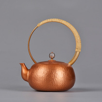 Divine carving pure handmade copper pot Xuanyue pure copper pot antique kettle boiling kettle kung fu tea set to make tea