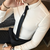 Rich bird spring and summer groom best man wedding shirt men long sleeve Korean slim suit business white base shirt