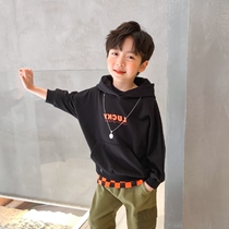 Monee Boys 2021 Spring and Autumn New Sweatshirts for Small and Medium-sized Childrens Korean Style Casual Childrens Hooded Printed Western-style Tops