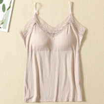 2022 Summer Modale beating bottom lace with chest cushion thin bra vest a piece of female harness lingerie inside lap