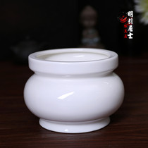 Buddhist supplies Ceramic incense burner without Scriptures Heart Sutra furnace Lotus incense burner Pure white word-free incense burner 