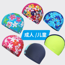 Childrens cartoon printed baby swimming cap comfortable non-le head high elastic cute boy girl cloth swimming cap 4-16 years old