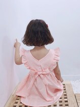 1-6 1-6-year-old baby foreign air one-piece dress pure cotton 3 female child Xia dress Han version girl internet red lotus leaf side princess dress