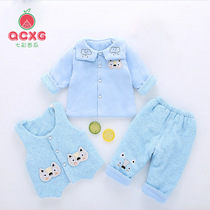 Colorful watermelon newborn thin cotton coat set male baby cotton jacket female baby spring and autumn cotton jacket three-piece set