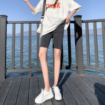 Gray denim five-point pants womens 2021 New Spring Summer elastic tight high waist slim casual shorts ins tide