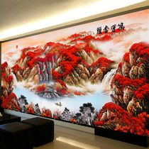  Diamond painting full of diamond cross-stitch 2021 new living room lucky when running water makes money landscape painting dot stickers diamond embroidery