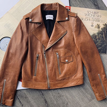 Broken clearance leather leather jacket womens coat short slim slim high waist sheep leather motorcycle small leather jacket