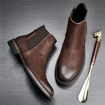 Martin boots mens thick-soled boots British style leather matte high-top Korean version of the trend shoes mens breathable boots