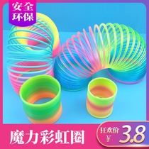 Colorful rainbow circle stacking music childrens nostalgic toys Elastic pull ring spring magic ferrule Kindergarten small gift