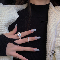 PP Ornament Mosandiamond Loving Ring Female Light Lavish Crowdring Superior sense minimalist Temperament Opening Index Finger Ring