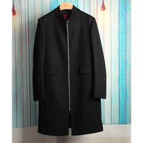 Wits Family Special Cabinet Mens Autumn Winter Wool Coat Business Repairs Black Mid-Length Fashion Gross Clothes