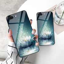 Chinese style Snow Lotus for Apple x phone case 8plus creative 7p beautiful xr glass hard case xsmax retro