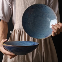 Ceramic high-footed bowl creative kiln change not specification Bowl home shallow vegetable basin fish head Bowl Noodle Bowl Western salad bowl