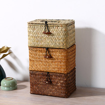 Handcrafted straw woven non-willow woven paper towel box Cardboard Box restaurant Napkin Box Creative On-board Paper Cramps Woven Paper Towels Box