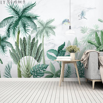 Tropical Rainforest Background Wall Paper Southeast Asia Wall Cloth Green Plant Forest Mural Restaurant Hotel Plantain Leaf Wallpaper