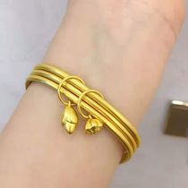  Ancient method inheritance gold bracelet three generations of pure gold pure gold 999 female 3D hard gold square showerhead lotus bracelet