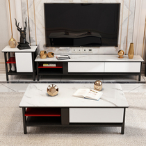  Light luxury coffee table TV cabinet combination set Modern simple frosted tempered glass tea table living room small apartment tea table