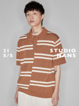 (NANS) ultrafine branch mulberry silk cotton blend dislocation wide striatum Width Shupolo STRIPED POLO