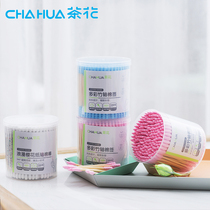 Camellia cotton swab childrens sanitary cotton swab household double-headed lady makeup cotton swab makeup removal cherry blossom paper stick cotton swab